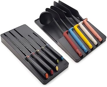 Joseph Joseph Elevate Utensil & Knife 10-Piece Set, in Drawer Utensils Organisation Storage, Black/Multicolour