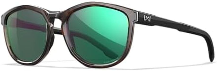 Wiley X WX Bravo Sunglasses Safety Glasses for Men & Women Shatterproof UV Eye Protection Captivate Polarized Green Mirror Lenses Gloss Tortoise Frames with Gloss Black Temples ANSI Z87