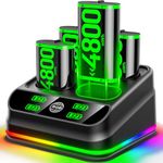 Controller Battery Pack, Rysker Controller Charger with 4 x 4800mWh Packs Rechargeable Battery Packs, Battery Pack Rechargeable for Series X/S/One/Elite/Core Controllers