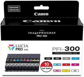 Canon PFI-300 Lucia PRO Ink, 10 Ink Tanks, Compatible to imagePROGRAF PRO-300 Printer, Multi, Standard (4192C007)