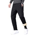 LBL Men's Joggers Casual Fleece Jogging Bottoms Winter Warm Sweatpants Work Trousers Outdoor Sport Pants with Drawstring BS011 Black L