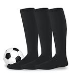 Cushioned Sports Socks for Men Large Softball Baseball Soccer Over the Calf Tube Socks 3-Pairs (Large (10-13), Black)