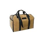 Fire Place Sturdy Wood Carring Bag with Handles Security Strap for Camping Indoor Firewood Logs Tote Holder Birchwood Stand by, Brown, Waxed Canvas Log Carrier