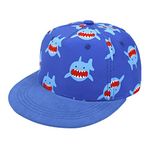 JOONOR Kids Cartoon Shark Pattern Hip-hop Hats for Boys Adjustable Toddler Snapback Cosplay Baseball Cap