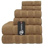 CB CASA BELLA The ultimate linen Luxury 6 pcs Towels Bale Set 600 gsm Towel Set BathSheet,hand and Face Towel (6 piece set, Truffle)