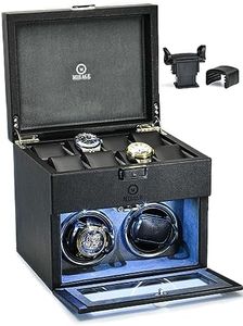 M Mirage Luxury Travel Watch Winder Box for Automatic Watches with Storage – Ebony Black Swiss-Motif Design