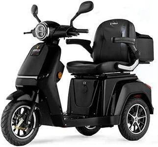 VELECO TURRIS - 3 Wheeled Mobility Vehicle Device - Fully Assembled and Ready to use - Full LED Lights - High Contrast Display - Alarm System (Black)