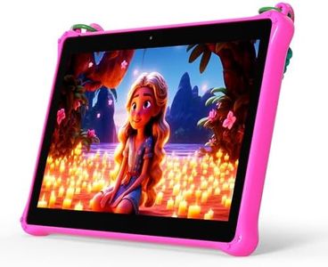 PRITOM 10 inch Kids Tablets Android, 64GB, Tablet with Lanyard, Parental Control, HD IPS Display, WiFi, Dual Camera, Toddler Tablet for Kids, Pink