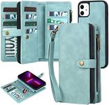 TwoHead for iPhone 11 Wallet case with Card Holder & Detachable Magnetic iPhone 11 case, PU Leather iPhone 11 case Wallet for Women/Men,Wallet Phone Case with Wrist Strap & Money Pocket(Blue)