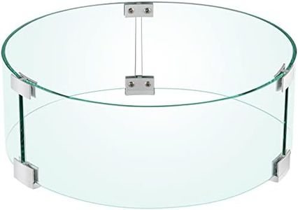 VEVOR Fire Pit Wind Guard, 17 x 17 x 6 Inch Glass Flame Guard, Round Glass Shield, 1/4-Inch Thick Fire Table, Clear Tempered Glass Flame Guard, Aluminum Alloy Feet for Propane, Gas, Outdoor