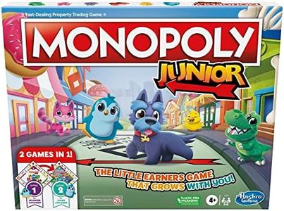 Monopoly Junior Board Game, 2-Sided Gameboard, 2 Games in 1, Monopoly Game for Younger Children; Kids Games, Junior Games