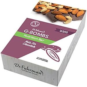 Dr. Fuhrman G-BOMBS Nutrition Bar, Nuts for Chocolate, Plant Based Protein, Organic Fruits, Vegetables, Nuts and Seeds – No Added Sugar, Sweetened Only With Real Fruit, 12 Pack
