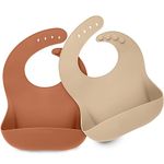 KeaBabies 2-Pack Silicone Bibs For Babies, Silicone Baby Bibs for Eating, Food-Grade Pure Silicone Bib, Toddler Bibs, Waterproof Bibs, Feeding Bibs, Silicon Bibs for Toddlers, Boys, Girls (Terracotta)