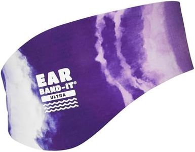 Earvolution Ear Band-It Ultra Premium Swimming Headband - Invented by Ear, Nose, and Throat Physician - Anti-Slip Neoprene Keeps Water Out, Holds Earplugs in - Large Tie Dye Purple Swim Headband