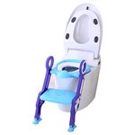 Kids Toilet Ladder Seat Flexible Length Step-Stool for Boys and Girls Bathroom Aid Toddler Training Seats Portable Design (Blue+Purple)