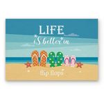 Door Mat Ocean Beach Slippers Starfish Shell Life is Better in Flip Flops Welcome Non-Slip Mats Funny Doormat Decor for Bathroom Kitchen Front Porch Rugs Home Decor Entrance 24X16 Inch