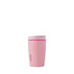 Owala SmoothSip Slider Insulated Stainless Steel Coffee Tumbler, Reusable Iced Coffee Cup, Hot Coffee Travel Mug, BPA Free 355ml, Pink (Pucker Up)