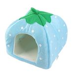 Uxcell Dots Pattern Pet Cat Dog Folding Kennel House, 20cm, Sky Blue