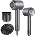 Aowoka High-Speed Hairdryer 160,000 RPM Ionic Hair Dryer with 3 Speed 4 Heat Setting，Hairdryers with Diffuser and Concentrator Nozzle for Women Man Gray