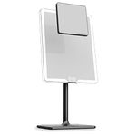 LUNA London ORBIT Mirror in Phantom Black | Vanity Mirror with Lights, Makeup Mirror, LED Lighted Desk Mirror with Light for Tabletop 7X 1X Magnification Dimmable and Rechargeable