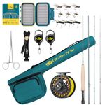 SF Fly Fishing Rod Combo Starter Kit - 4 Piece 3WT 7.6FT Emerald Green 24T Carbon Fiber Trout Rod with Reel, Case, Box with Flies, Tapered Leader, Knot Tying Tools