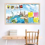 ArtzFolio Monument Concept | Bulletin Board Notice Pin Board | Vision Soft Board Combo with Thumb Push Pins & Sticky Notes | Natural Brown Frame | 26.7 x 16 inch (68 x 41 cms)