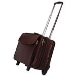 HYATT Leather Accessories 36 cm Height Brown SoftSided 42 litres Capacity Leather Laptop Business Trolley & Roller Cases Dimensions : L 43 x W 23 x H 36 Centimetres