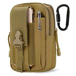 DOUN Outdoor Tactical Waist Bag EDC Molle Belt Waist Pouch Security Purse Phone Carrying Case for iPhone 8 plus Galaxy Note 9 S9 Or Less than 6.2 inches Smartphone - Khaki