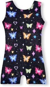 MYQFF Leotards for Girls Gymnastics Size 6-7 Years Old Toddler Kid Butterfly Tumbling Outfits Biketards Unitard