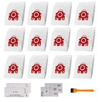 h Life 12 Pack Replacement FJM 3D Efficiency Dust Bags Compatible with Miele C1 C2 S4 S4000 S6 S6000 S6210 S6220 Cat & Dog Vacuums Compare to Part# 10123220 (12 Vacuum Filter Bags+2 Set Filters)