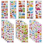 Meafeng 3D Stickers for Kids Toddlers Vivid Puffy Kids Stickers 24 Different Sheets Over 550, Coloured 3D Stickers for Boys Girls Teachers as Reward, Gift, Craft Scrapbooking