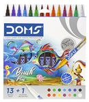DOMS 14 Shades Brush Pen Box Pack | Super Soft Tip With Brilliant Colors | Water Based Ink Which Gives Water Color Effect | Pack Of 1, Multicolor