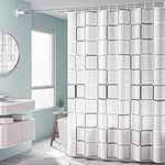 SUWATOIN Shower Curtain With 12 Hooks 100% PEVA Bathroom Curtains Mould Proof And Waterproof Washable For Wet Room 180x200cm(71x78inch)