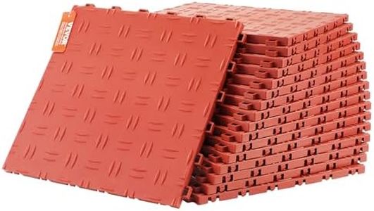 VEVOR Garage Tiles Interlocking, 12 x 12 x 0.53 inch 50 Pack Garage Floor Covering Tiles, Non-Slip Double-Sided Texture Garage Flooring Tiles, for Garages, Basements, Repair Shops, Red