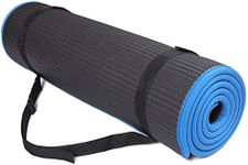 Fitvids All-Purpose 2/5-Inch (10mm) Extra Thick High Density Anti-Slip Exercise Pilates Yoga Mat with Carrying Strap, Black