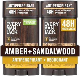 Every Man Jack Men’s Amber + Sandalwood Antiperspirant Deodorant – New & Improved Formula – Smooth Glide, 48-Hour Odor & Sweat Defense– 2.6 oz (2 Pack)