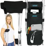 Vive Crutch Pads, Bag, & Hand Grips (5 PCS) - Crutches for Adults Armpit Padding, Hand Grips, Accessories Pouch - Soft Tips Medical Padded Handles, Accessories for Kids, Men, Women - Lightweight