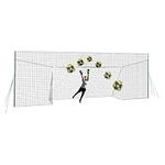 Open Goaaal Football Goal & Backstop Net with Rebounder - Large Size Adjustable Width - Football Sports Netting for Backyard Barrier