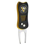 Team Golf NHL Pittsburgh Penguins Switchfix Divot Tool with Double-Sided Magnetic Ball Marker, Features Patented Single Prong Design, Causes Less Damage to Greens, Switchblade Mechanism