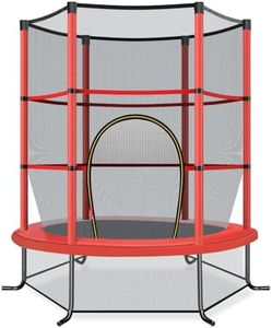 COSTWAY Ø165cm Gartentrampolin mit Sicherheitsnetz, Trampolin bis 135KG belastbar, Indoor-/Outdoortrampolin für Kinder ab 3 Jahre (Rot, Ø165x165cm)