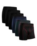 DANISH ENDURANCE 6 Pack Sports Boxer Briefs, Dry Fit, Pouch Support for Men, Multicolour (3x Black, 1x Blue, Black/Red, Green), M