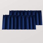 Mrs.Naturall Navy Blue Window Valances for Kitchen 2 Pack Rod Pocket Blackout Light Blocking Thermal Insulated Dark Blue Valances for Living Room Boys Bedroom 52 x 18 Inch Length