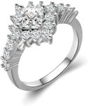 Women Engagement Wedding Ring,S925 Sterling Silver 1 Carat High-Carbon Diamond Engagement Rings for Wedding or Women's Ring Set,14K white gold plated Ring Unique promise ring for her (white-square, 9)