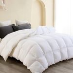 SNOWMAN All-Season 75% Down Comforter Queen Size, Fluffy Duvet Insert with 8 Corner Tabs, Durable Down Proof Cotton Blended Fabric and 3D Baffle Box Construction (White, 90"x90")