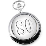 De Walden Engraved Mens 80th Birthday Pocket Watch with 80 Case Wood Box MP