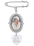 Supcare Personalized Wedding Bouquet Charm Oval Bridal Photo Pins Walk Down Stainless Steel Memorial Picture Brooch Pin Gifts for Mum Nanny Granny