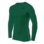 TCA Men's HyperFusion Compression Base Layer Top Long Sleeve Under Shirt - Crew Neck - Cadmium Green, L