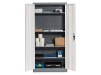 The WORKPLACE Depot Metal Cabinet, Tall and Wide Grey/White Lockable Cabinet with Adjustable Shelves (Grey)