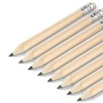 50 Pcs Golf Pencils RUIFUNETEK 4 Inches Wooden Pencil, Half Golf Pencils with Eraser, Pre-Sharpened HB Golf Pencils, Mini Round Pencils for School Office (Log Color)