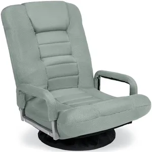 Best Choice Products Swivel Gaming Chair 360 Degree Multipurpose Floor Chair Rocker for TV, Reading, Playing Video Games w/Lumbar Support, Armrest Handles, Adjustable Foldable Backrest - Sage Green